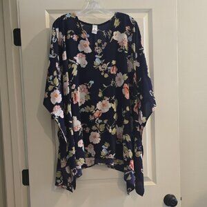 Navy Floral Women's Blouse